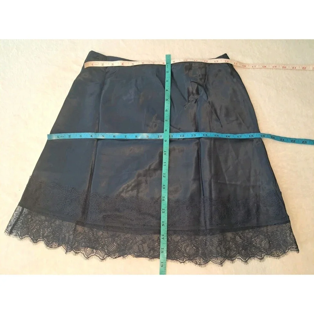 J.Crew Gwen Lace Trim Skirt In Luster Charmeuse Naby Blue CM729 $118 Size S NWT